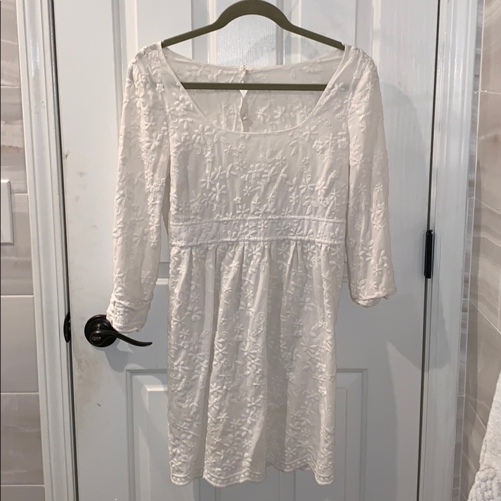 white floral dress from Anthropologie